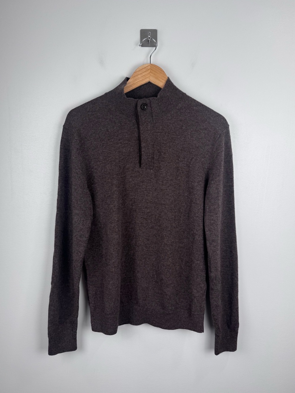 Hackett‎ London Men Merino Cashmere Blend Brown Half Zip Sweater Size Small